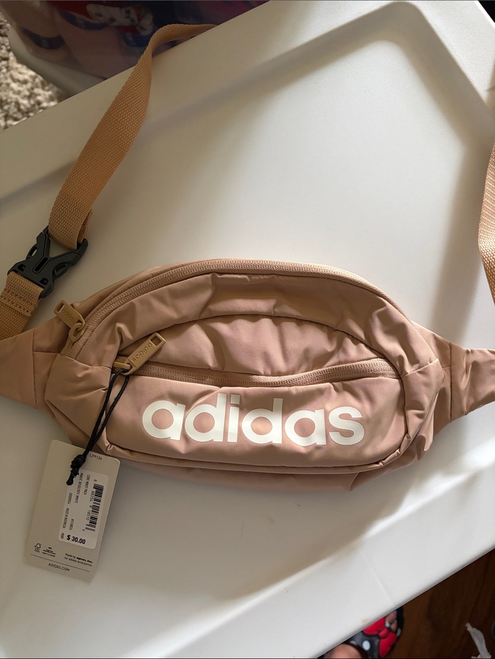 adidas Light beige Crossbody Waist Bag with White Logo